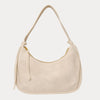 Ahdorned Handbags Cream Sara Solid Suede Shoulder Bag w/ Tassels