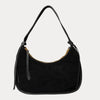 Ahdorned Handbags Black Sara Solid Suede Shoulder Bag w/ Tassels