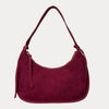 Ahdorned Handbags Burgundy Sara Solid Suede Shoulder Bag w/ Tassels