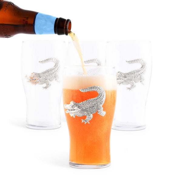 Arthur Court Serveware Arthur Court Alligator Beer Pint Glasses - Set of 4