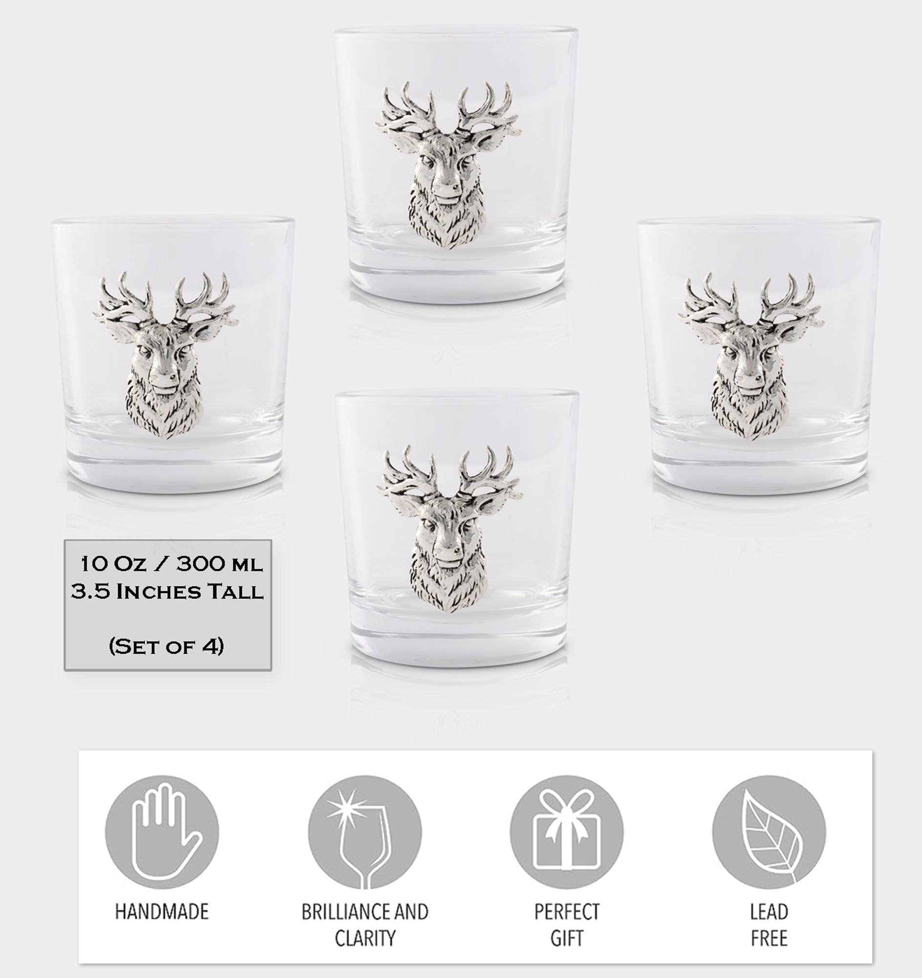 Arthur Court Serveware Arthur Court Bar Glasses (4) - Elk Head