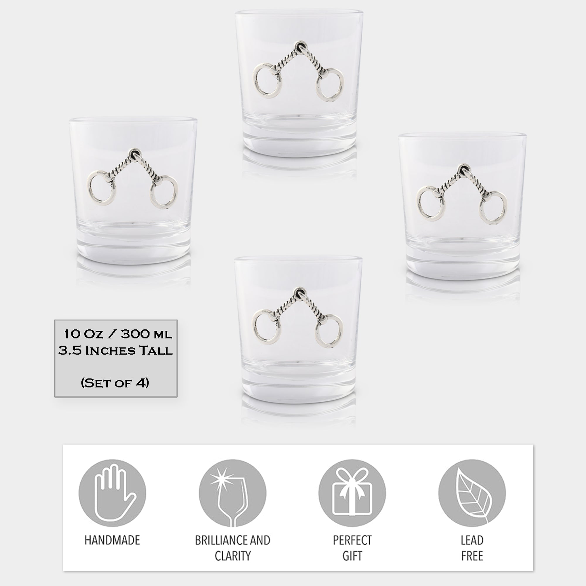 Arthur Court Serveware Arthur Court Bar Glasses (4) - Equestrian Bit
