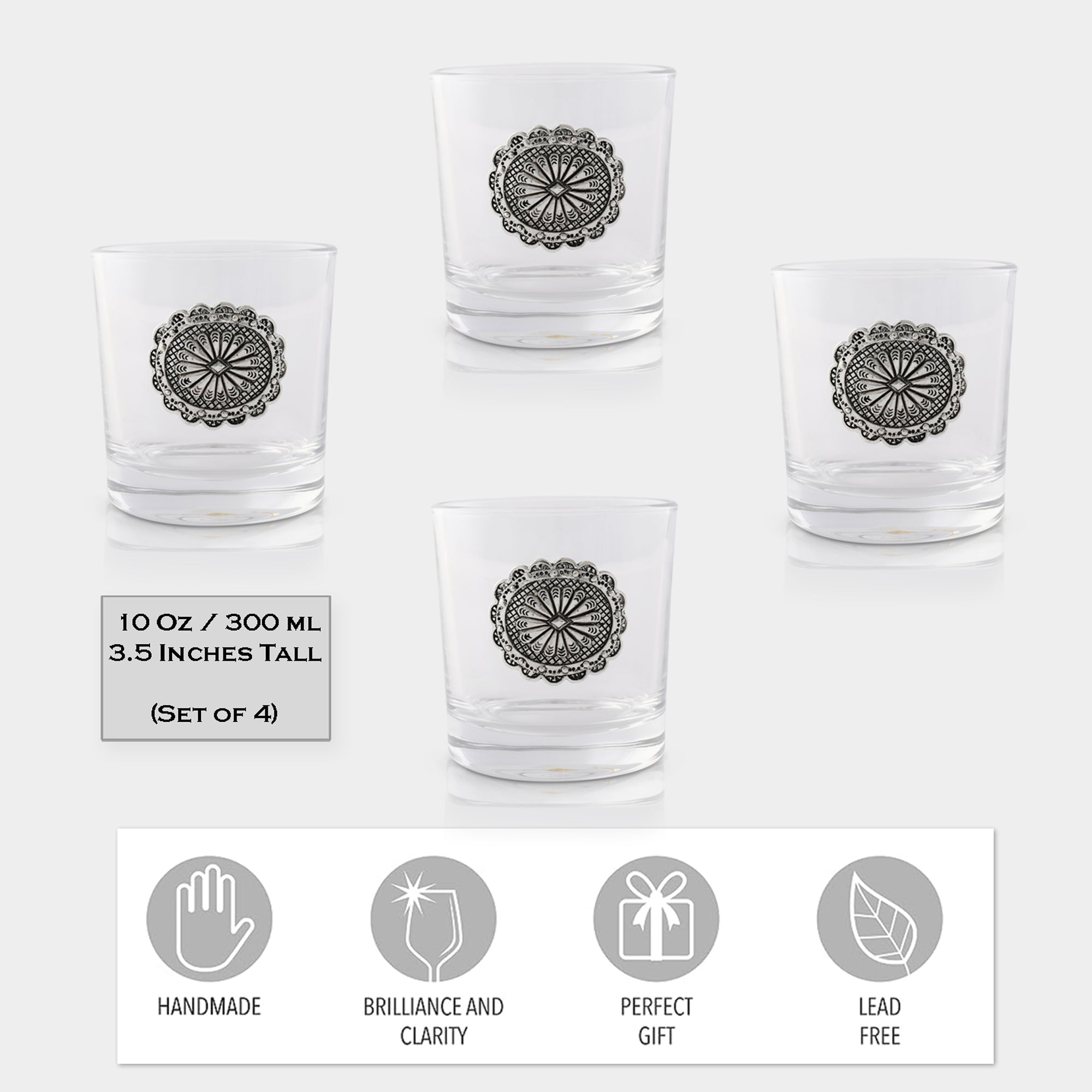 Arthur Court Serveware Arthur Court Bar Glasses (4) - Western Concho