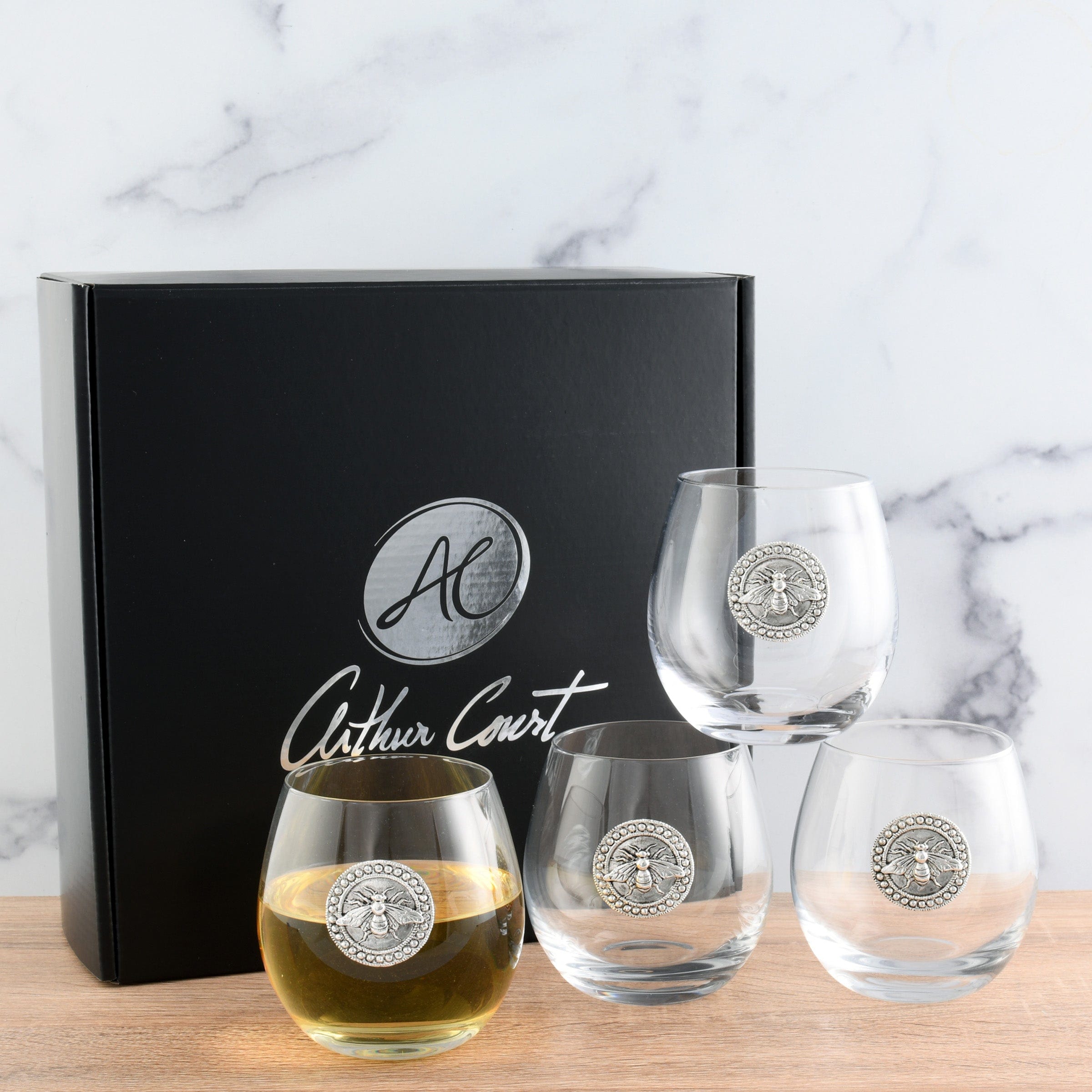 Arthur Court Serveware Arthur Court Bee Stemless Wine Glasses - Set of 4
