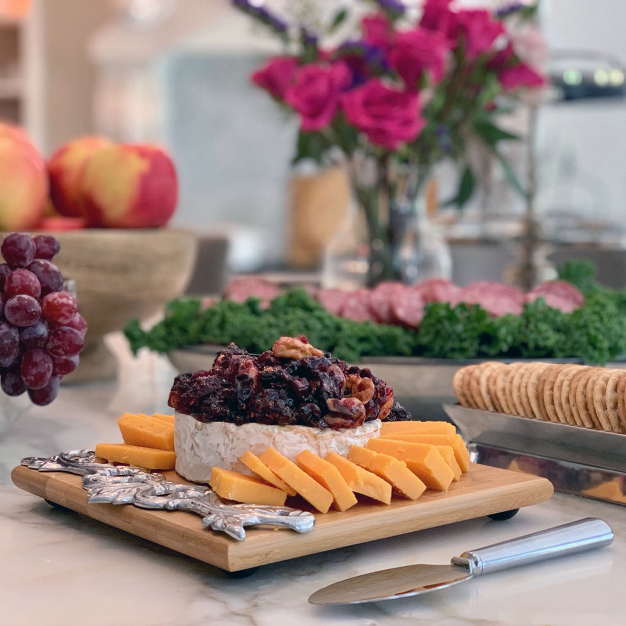 Arthur Court Serveware Arthur Court Cheese Set - FDL Acanthus Bamboo Board