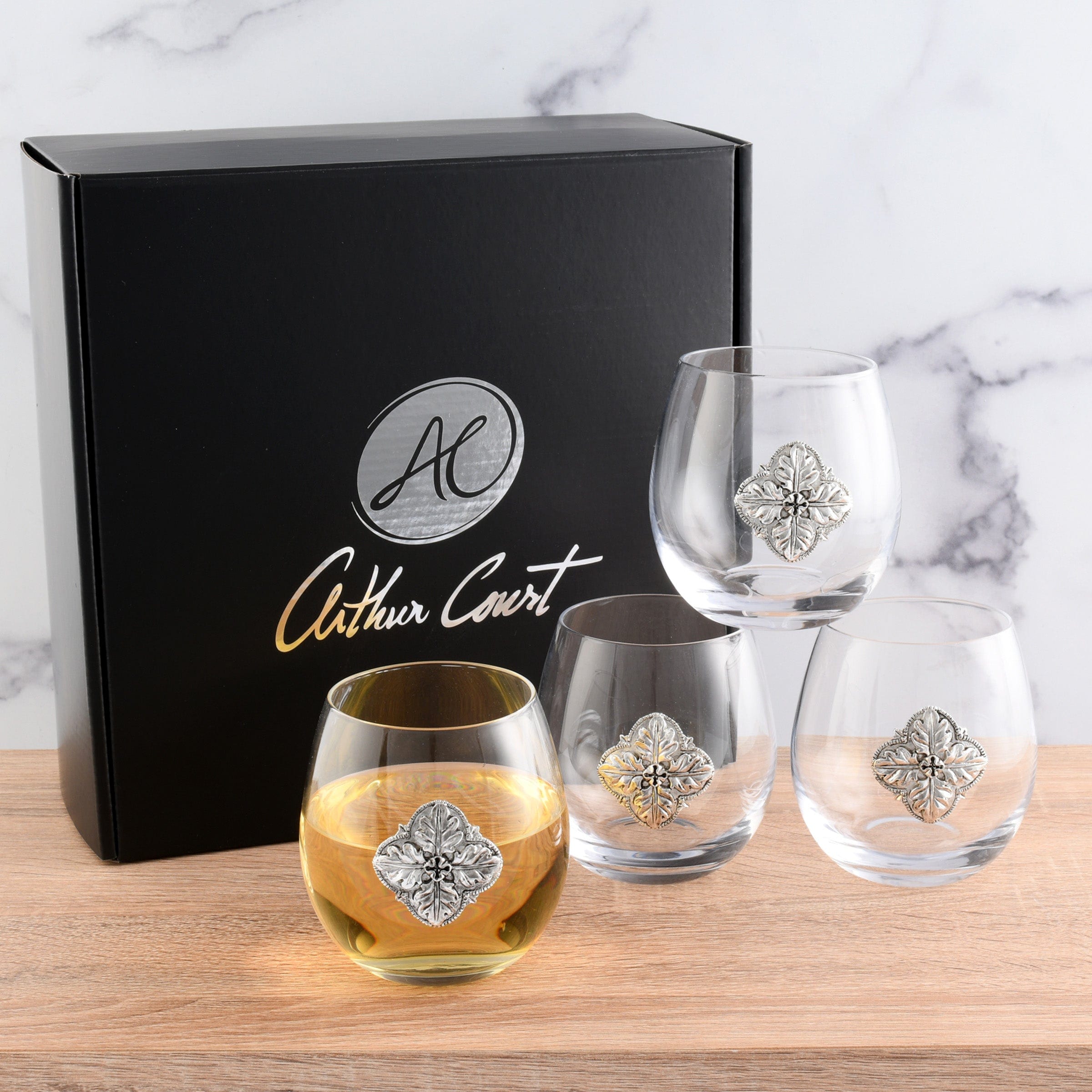 Arthur Court Serveware Arthur Court Concho Stemless Wine Glasses - Set of 4
