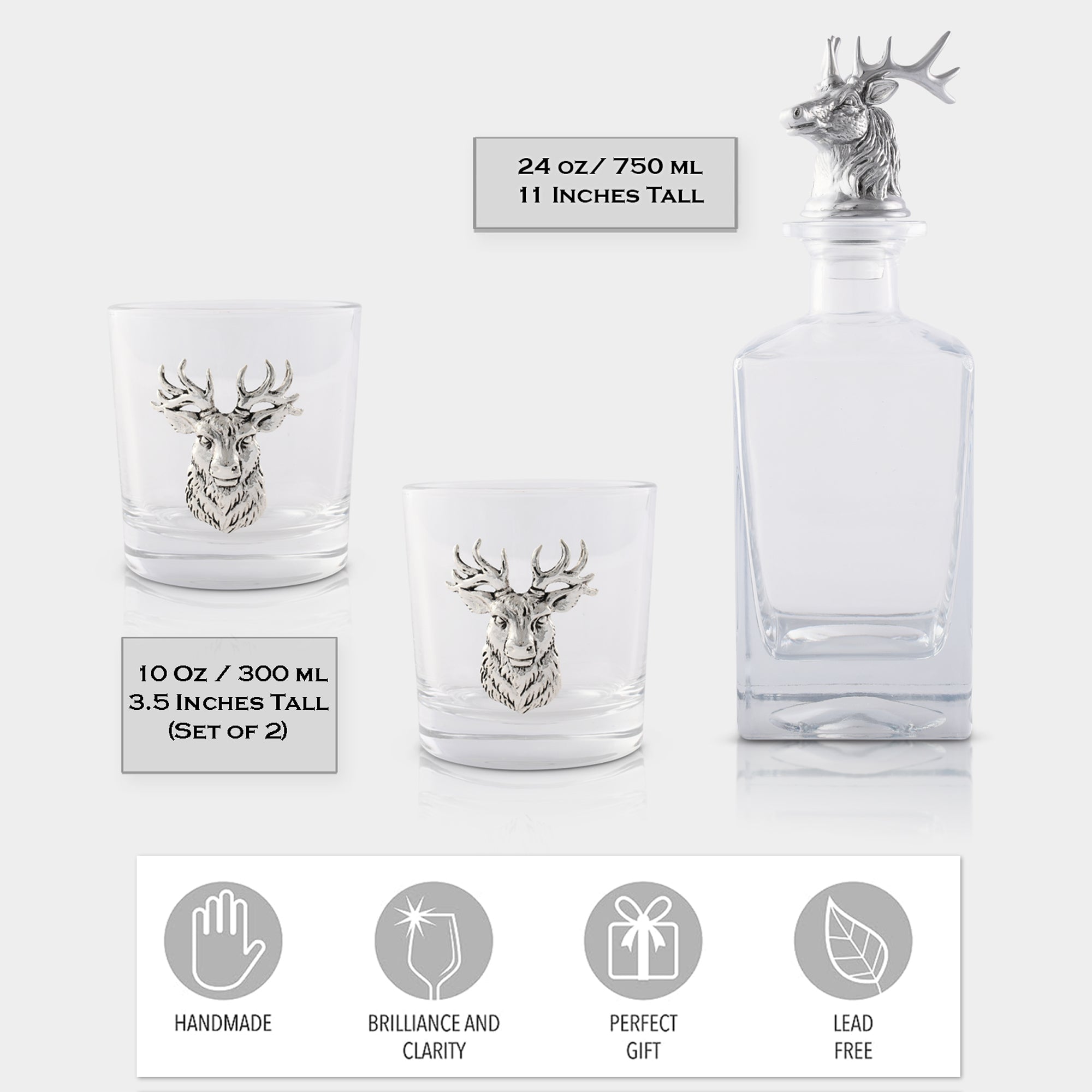 Arthur Court Serveware Arthur Court Decanter Set with glasses (2) - Elk