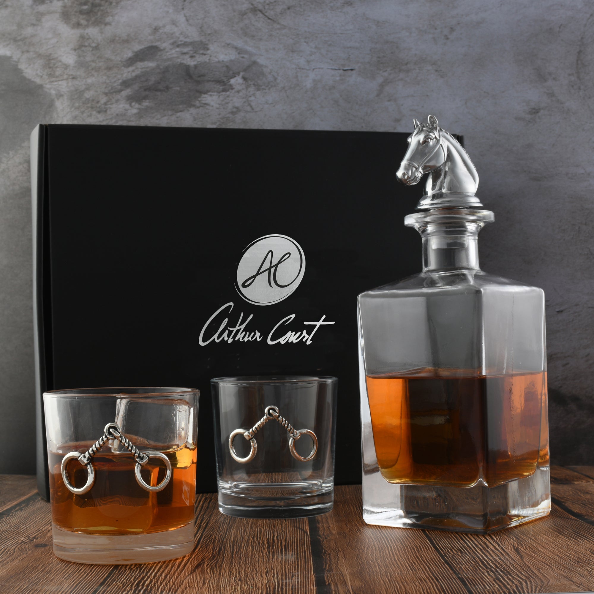 Arthur Court Serveware Arthur Court Decanter Set with glasses (2) - Equestrian