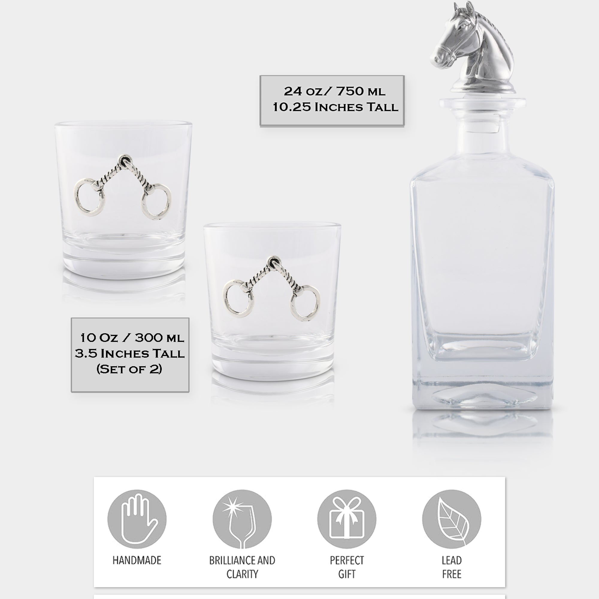Arthur Court Serveware Arthur Court Decanter Set with glasses (2) - Equestrian