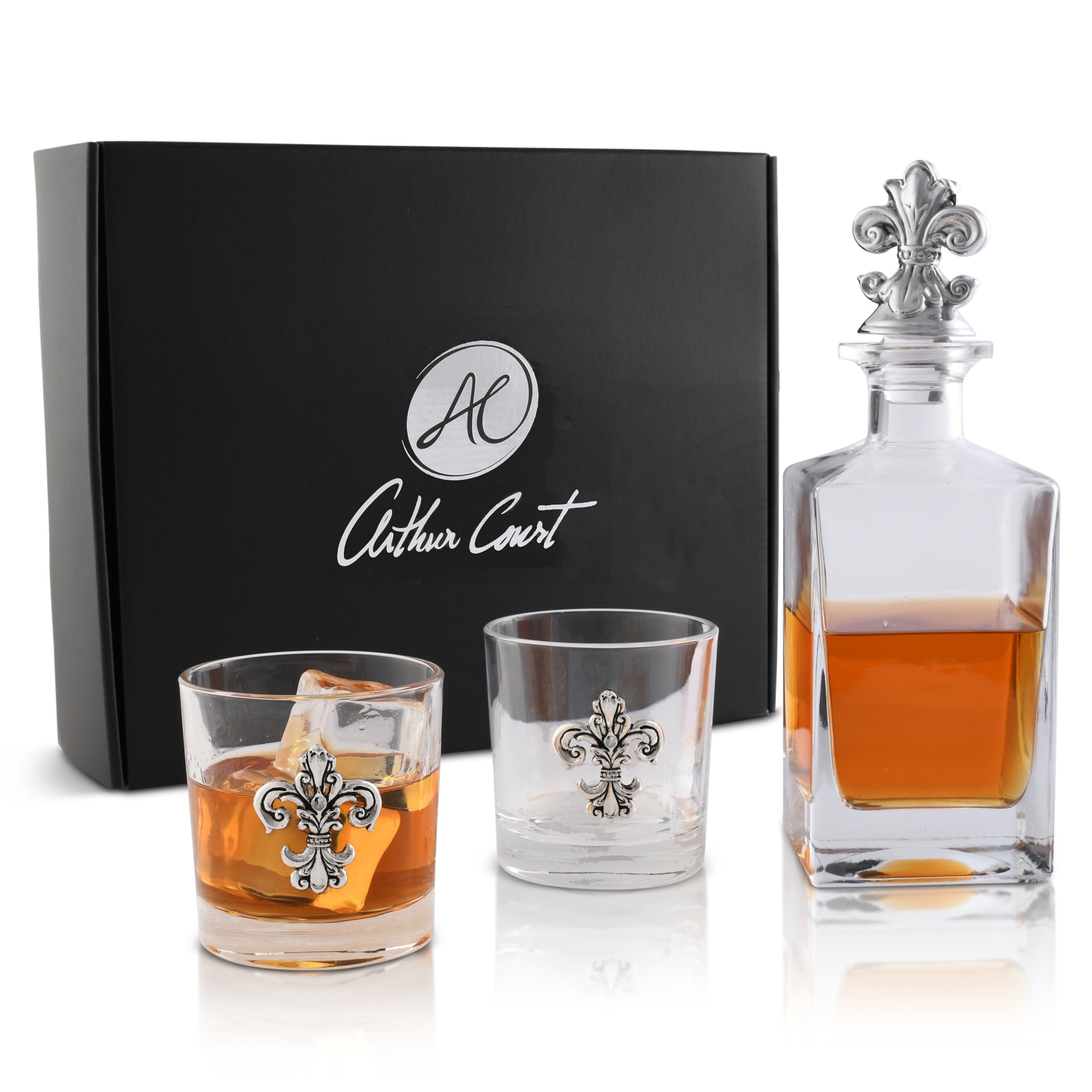 Arthur Court Serveware Arthur Court Decanter Set with glasses (2) - Fleur-de-lis