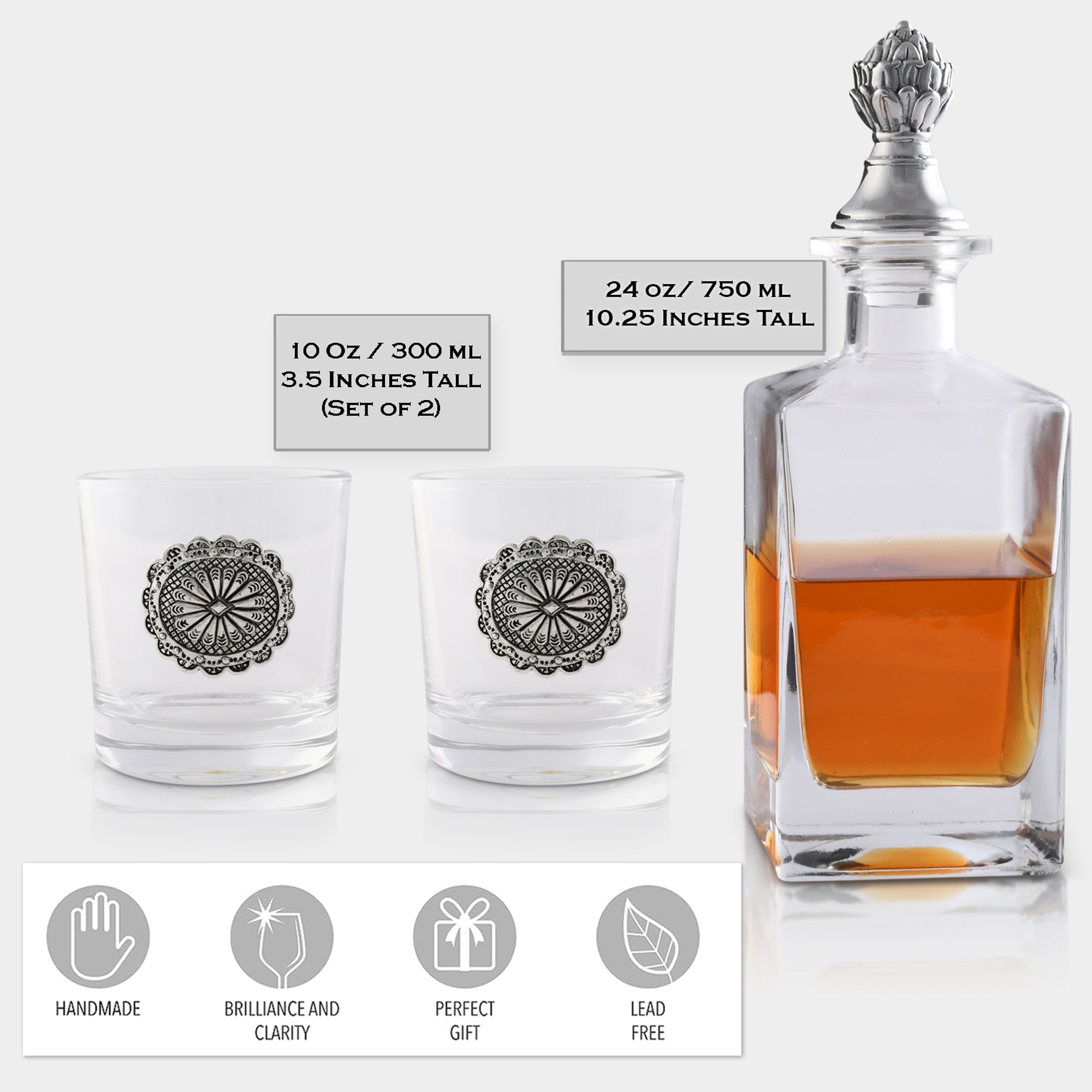 Arthur Court Serveware Arthur Court Decanter Set with glasses (2) - Western