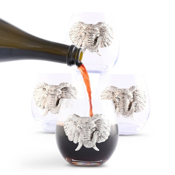 Arthur Court Serveware Arthur Court Elephant Stemless Wine Glasses - Set of 4