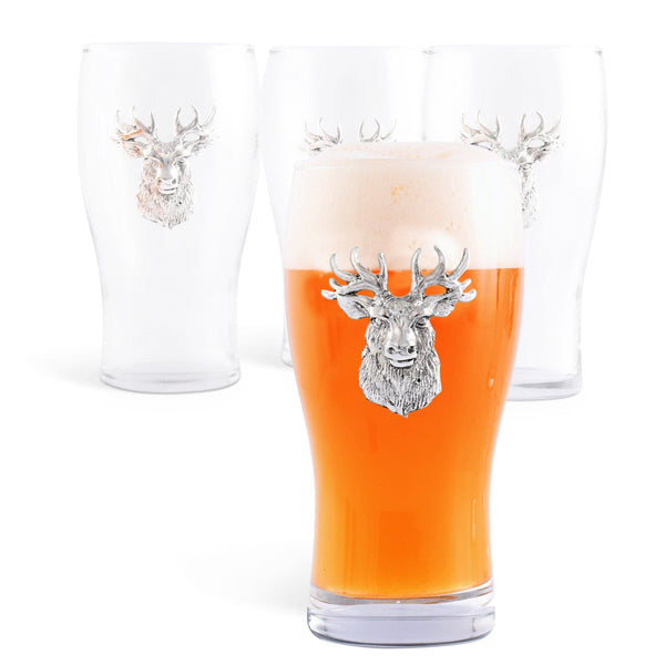 Arthur Court Serveware Arthur Court Elk Head Beer Pint Glasses - Set of 4