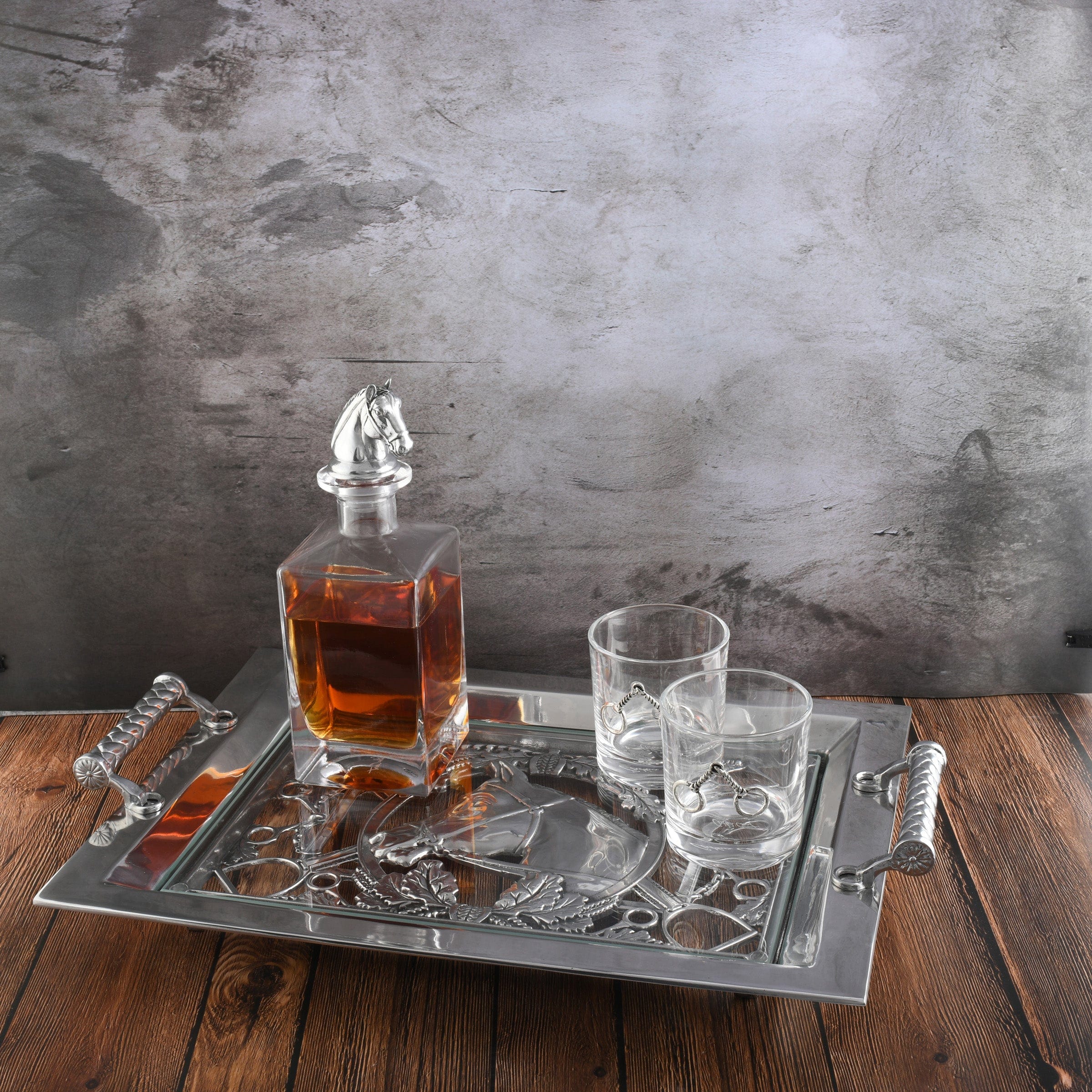 Arthur Court Serveware Arthur Court Equestrian Horse Glass Top Serving Tray