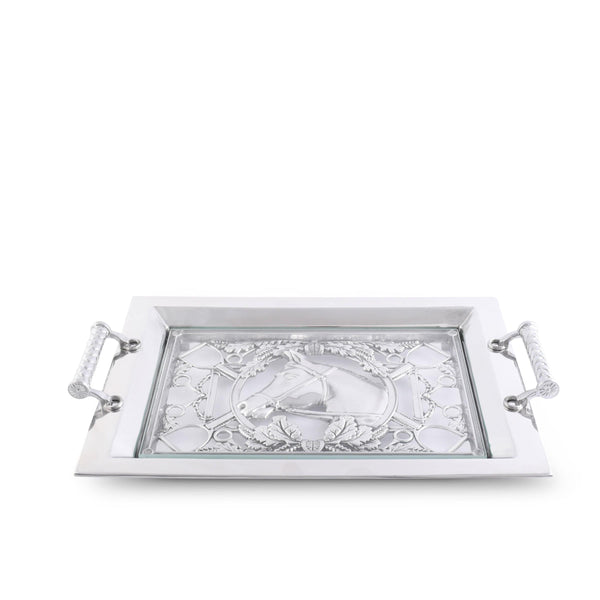 Arthur Court Serveware Arthur Court Equestrian Horse Glass Top Serving Tray