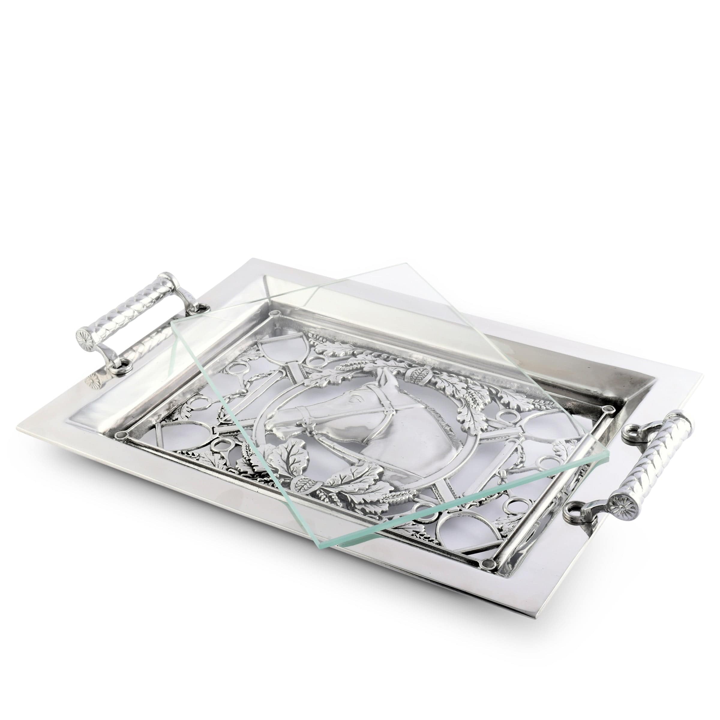 Arthur Court Serveware Arthur Court Equestrian Horse Glass Top Serving Tray