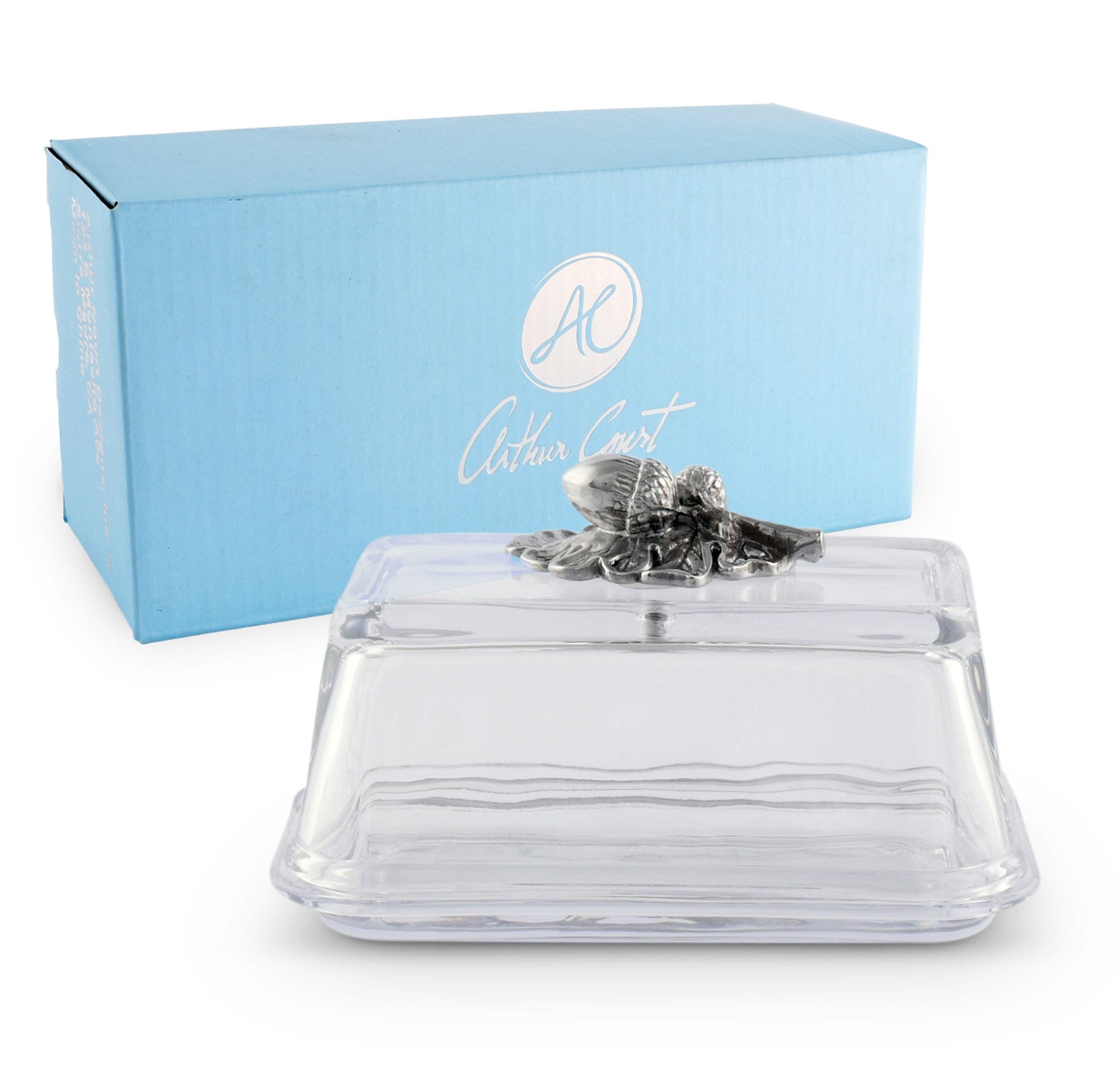 Arthur Court Serveware Arthur Court Glass Butter Dish - Acorn
