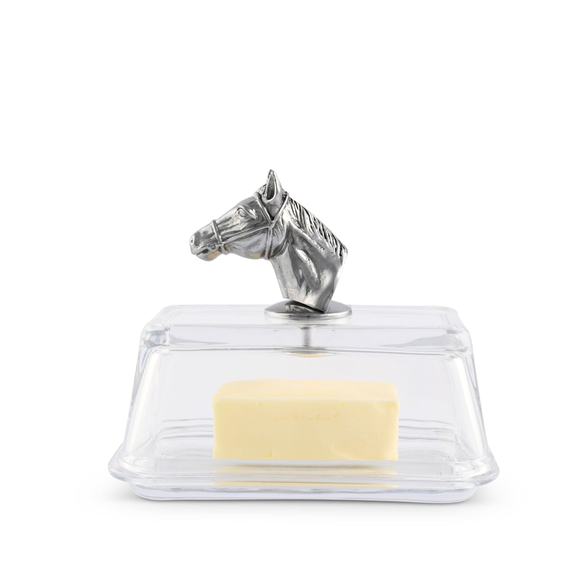 Arthur Court Serveware Arthur Court Glass Butter Dish - Horse Head