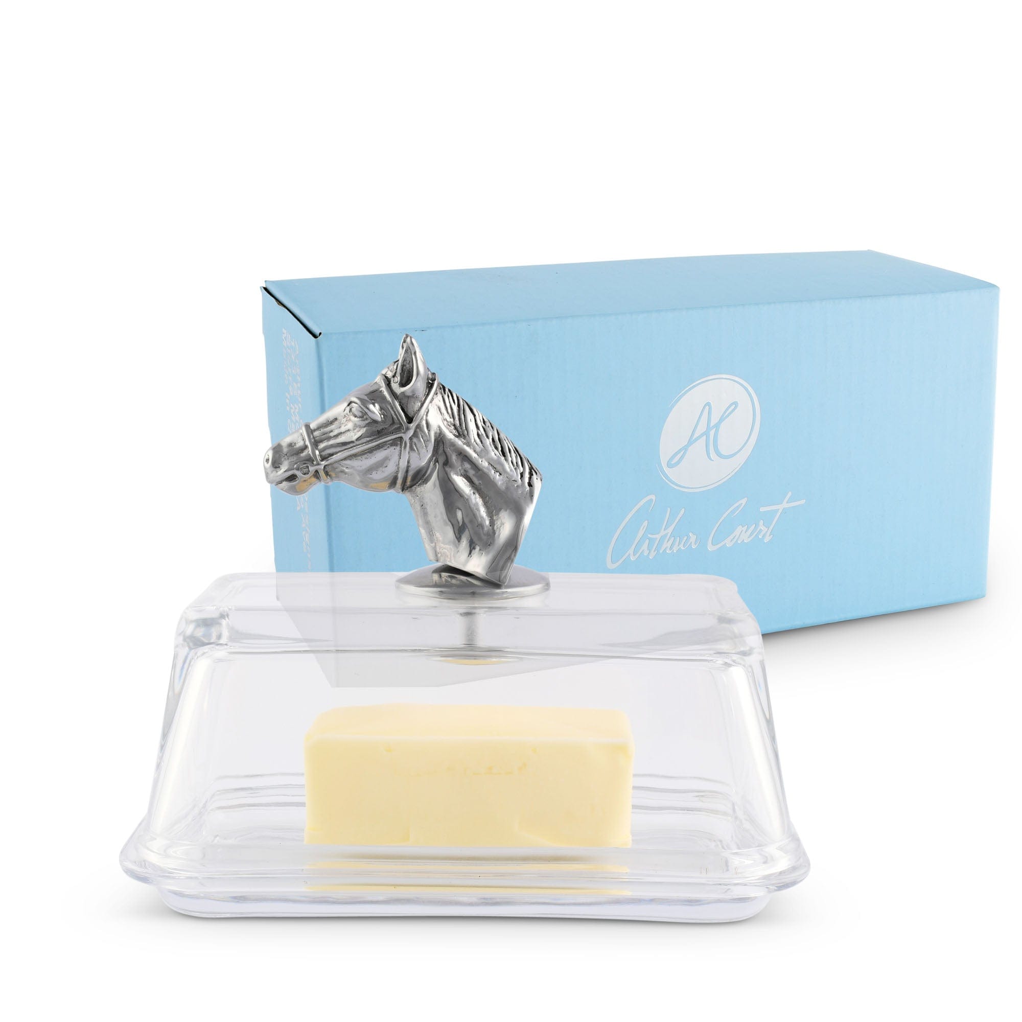 Arthur Court Serveware Arthur Court Glass Butter Dish - Horse Head