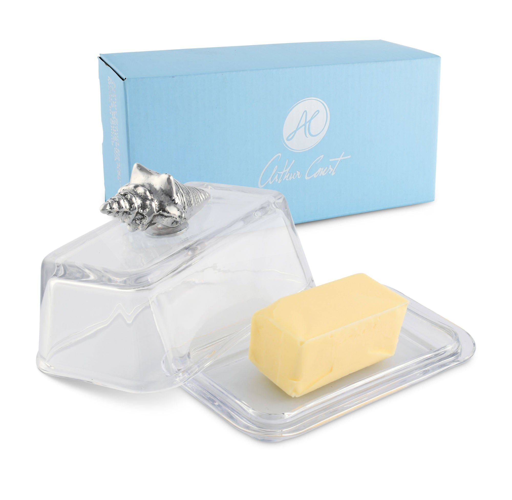 Arthur Court Serveware Arthur Court Glass Butter Dish- Shell