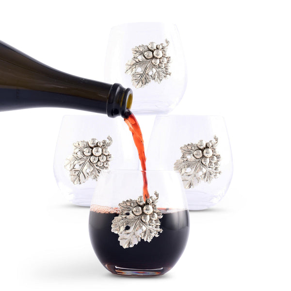 Arthur Court Serveware Arthur Court Grape Stemless Wine Glasses - Set of 4