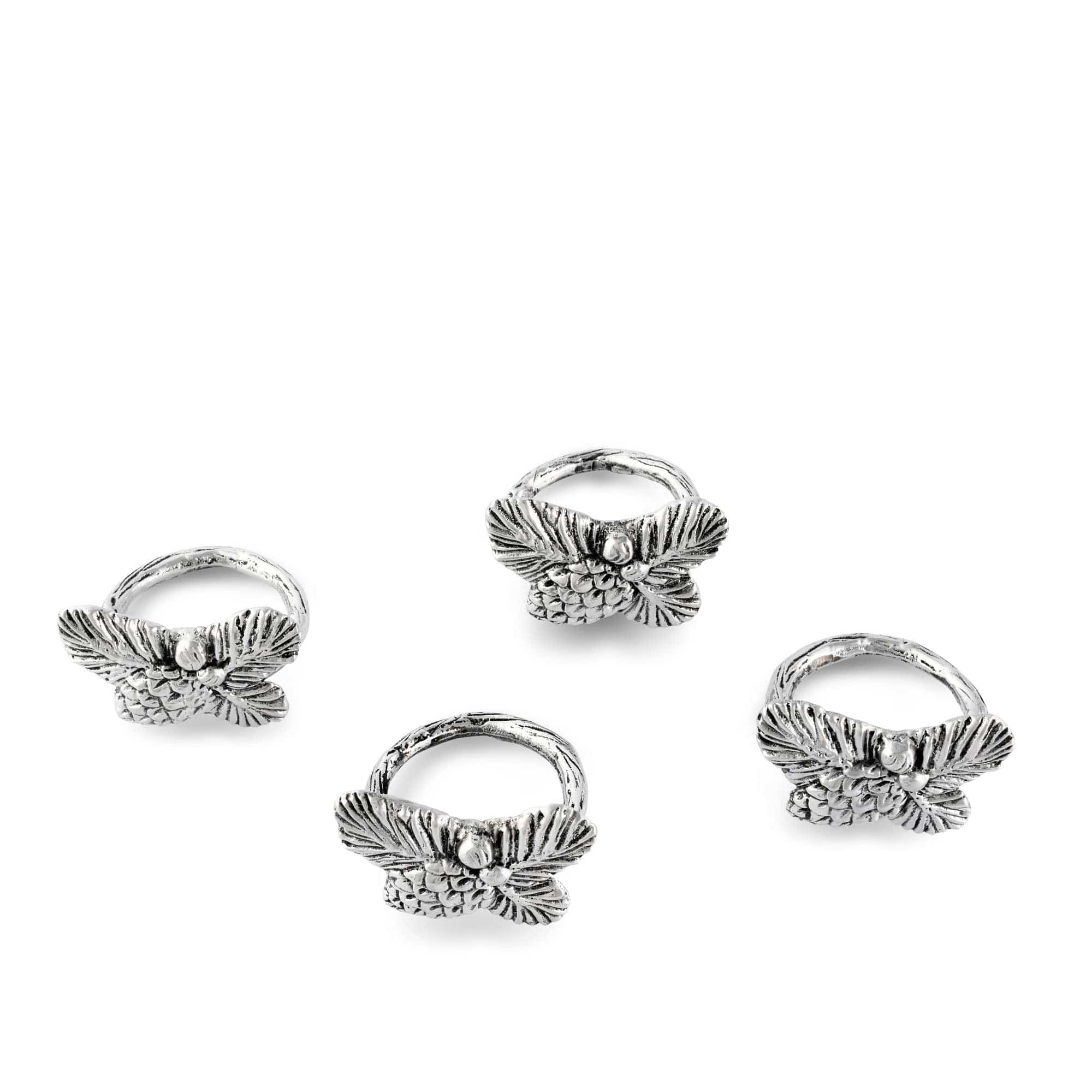 Arthur Court Giftware Arthur Court Pine Cone Forest Pattern Napkin Rings Set of 4