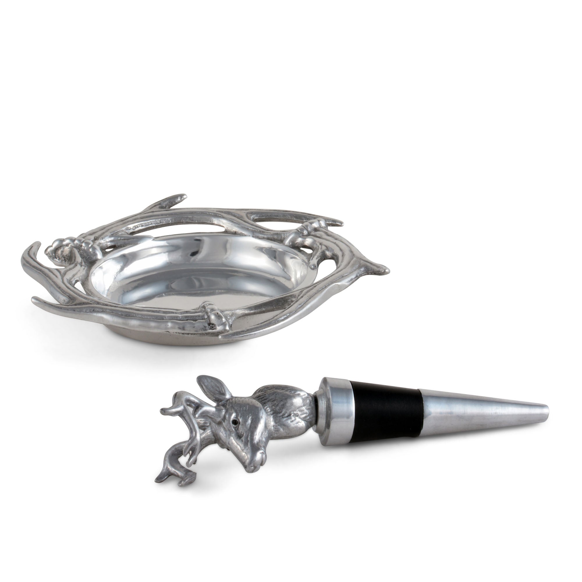 Arthur Court Serveware Arthur Court Wine Coaster and Stopper Set - Antler