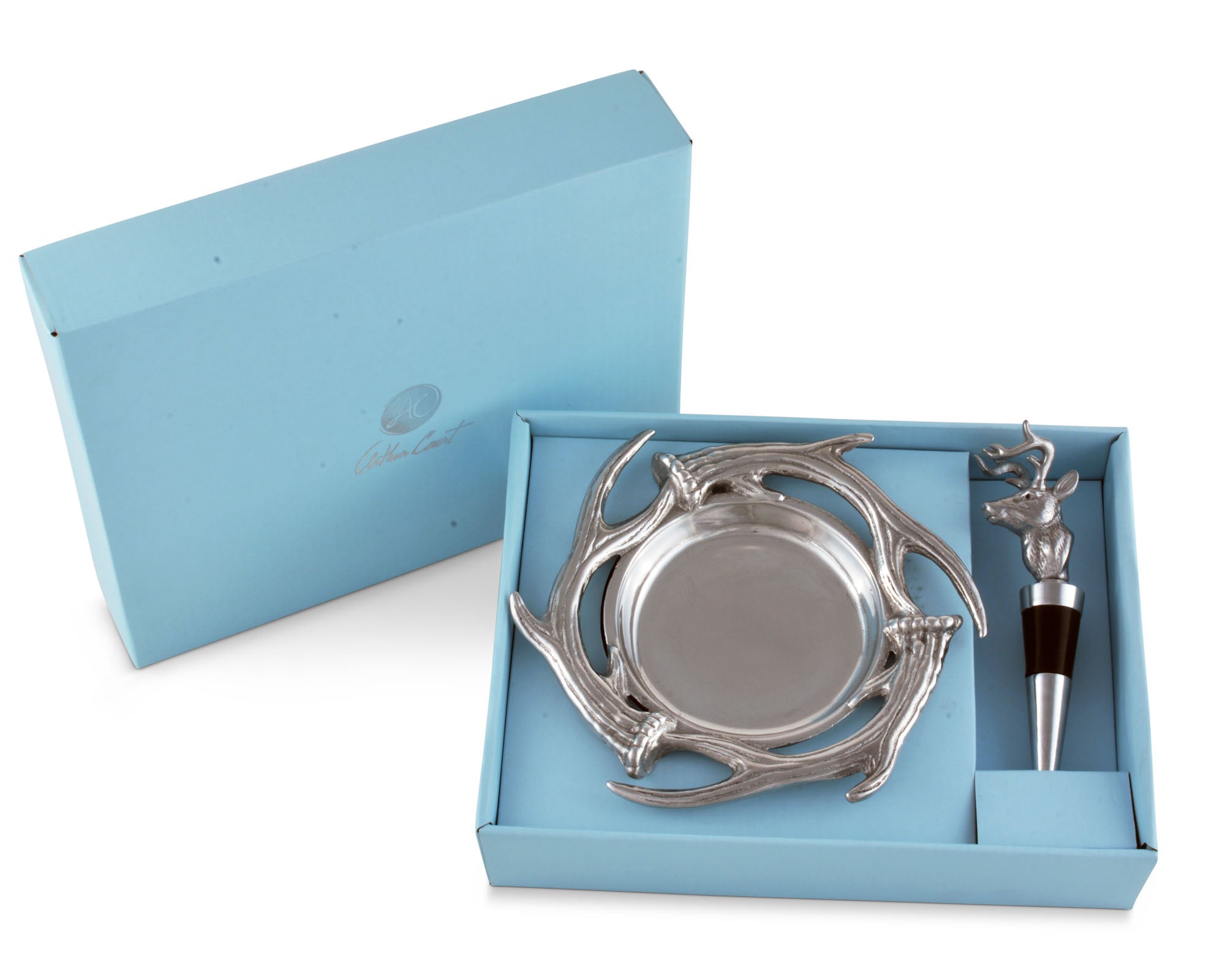 Arthur Court Serveware Arthur Court Wine Coaster and Stopper Set - Antler