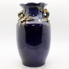Danny's Fine Porcelain Blue Vase W/Wht. Flowers
