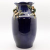 Danny's Fine Porcelain Blue Vase W/Wht. Flowers
