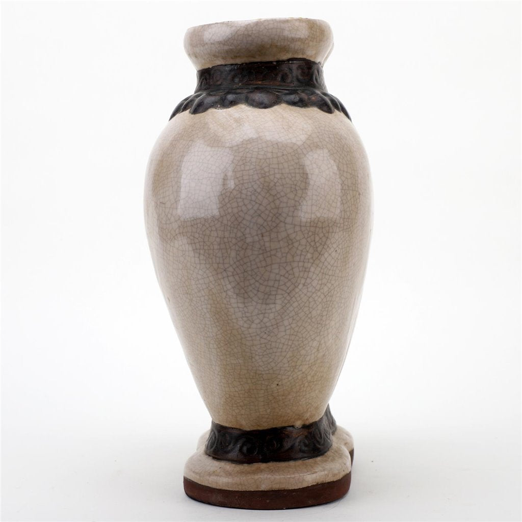 Danny's Fine Porcelain Ivory Crackle Twin Vase