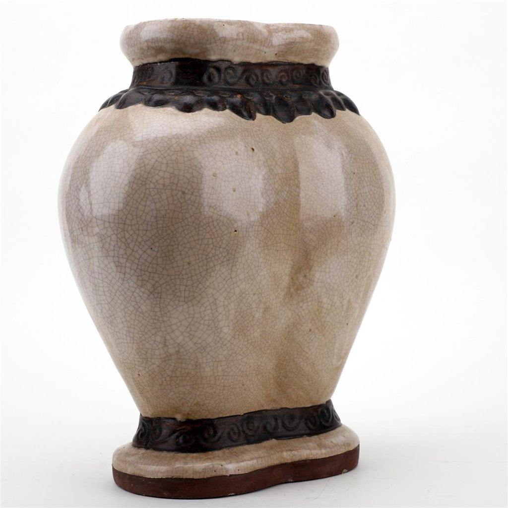 Danny's Fine Porcelain Ivory Crackle Twin Vase