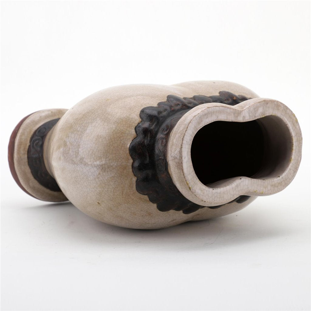 Danny's Fine Porcelain Ivory Crackle Twin Vase