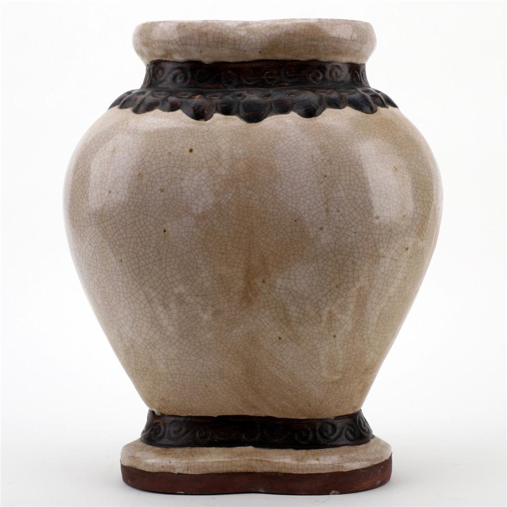 Danny's Fine Porcelain Ivory Crackle Twin Vase