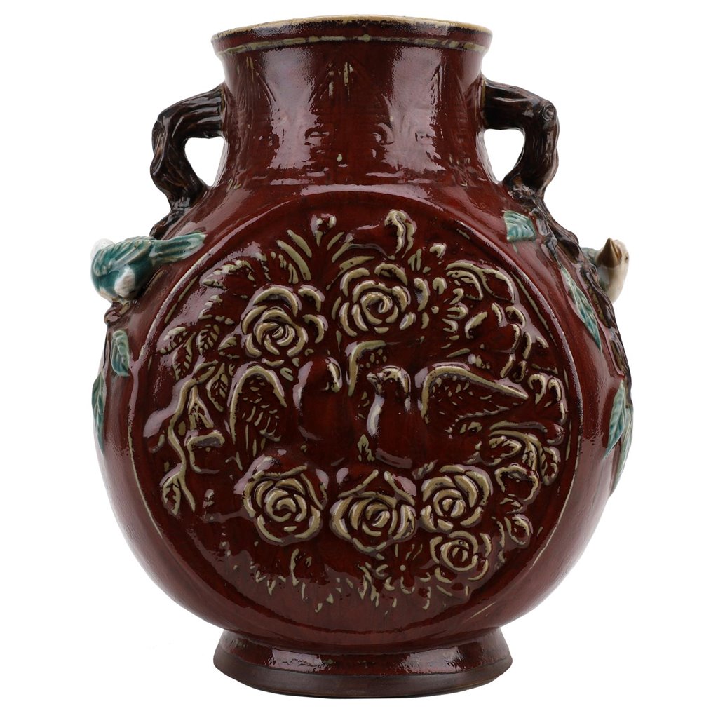 Danny's Fine Porcelain Oxblood Bird Vase
