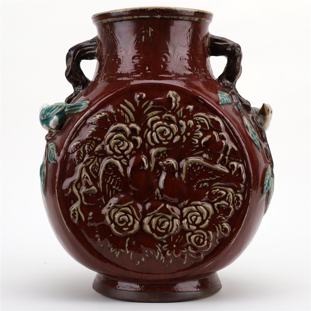 Danny's Fine Porcelain Oxblood Bird Vase