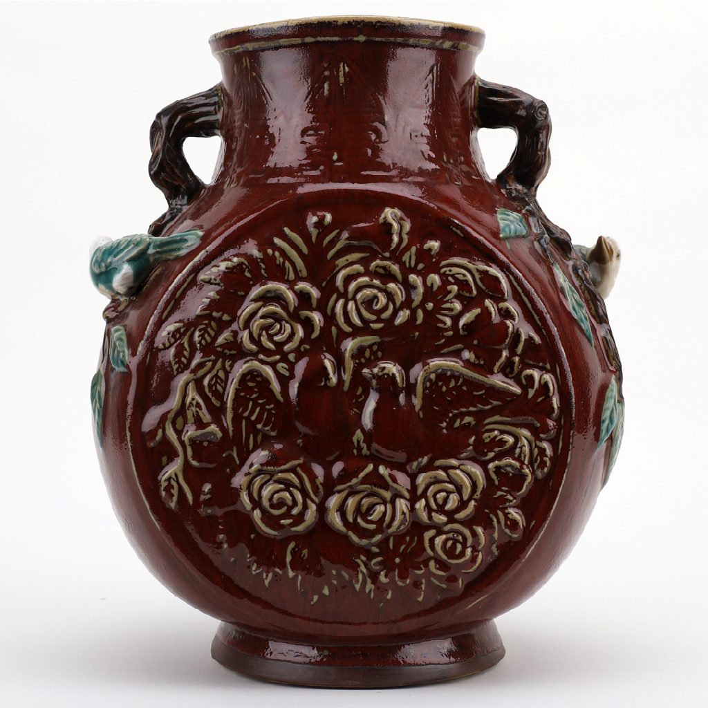 Danny's Fine Porcelain Oxblood Bird Vase
