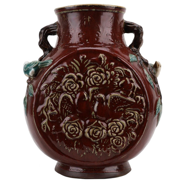 Danny's Fine Porcelain Oxblood Bird Vase