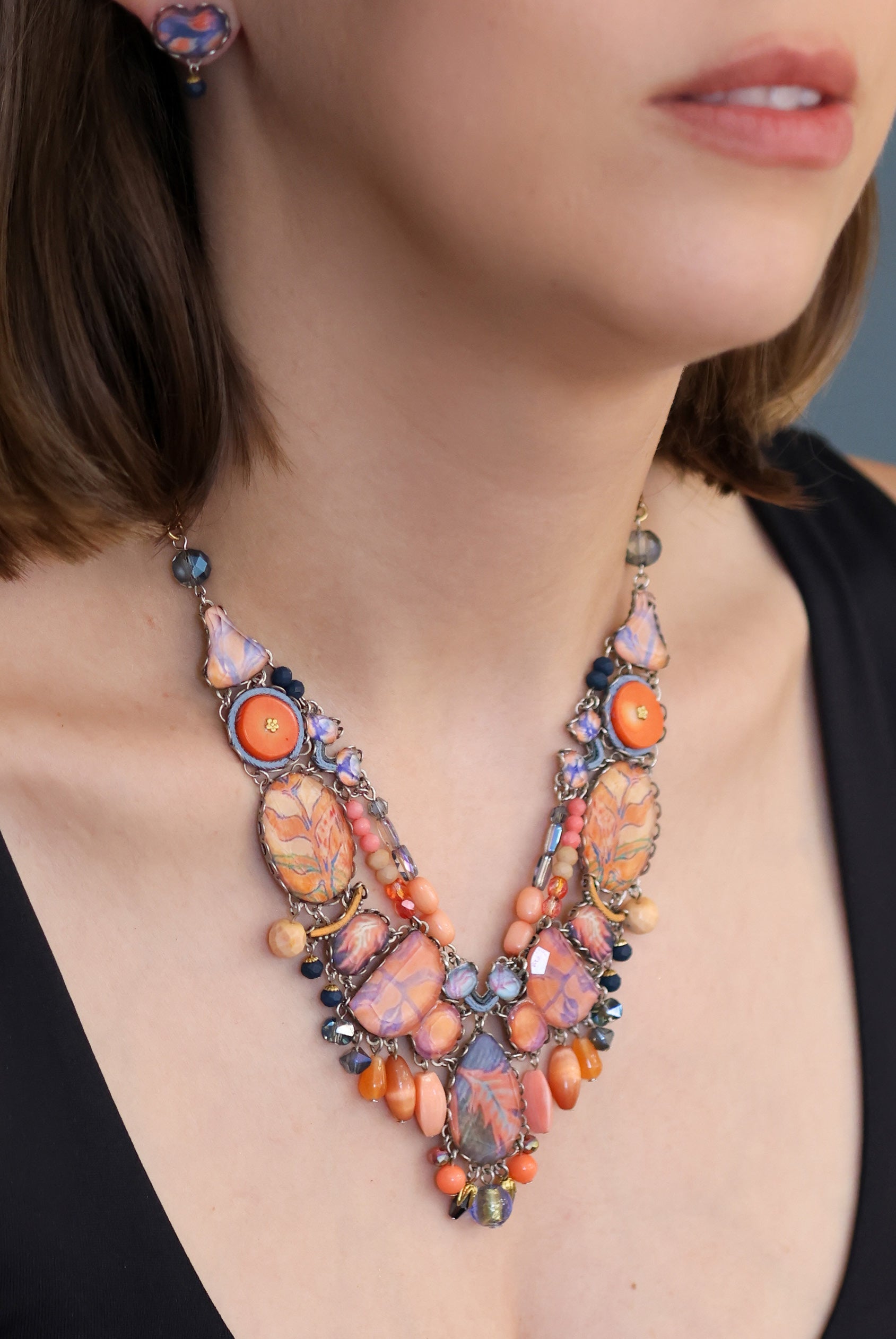 Ayala Bar Jewelry Ayala Bar Amber Bloom Set,Glass Necklace, Potiron