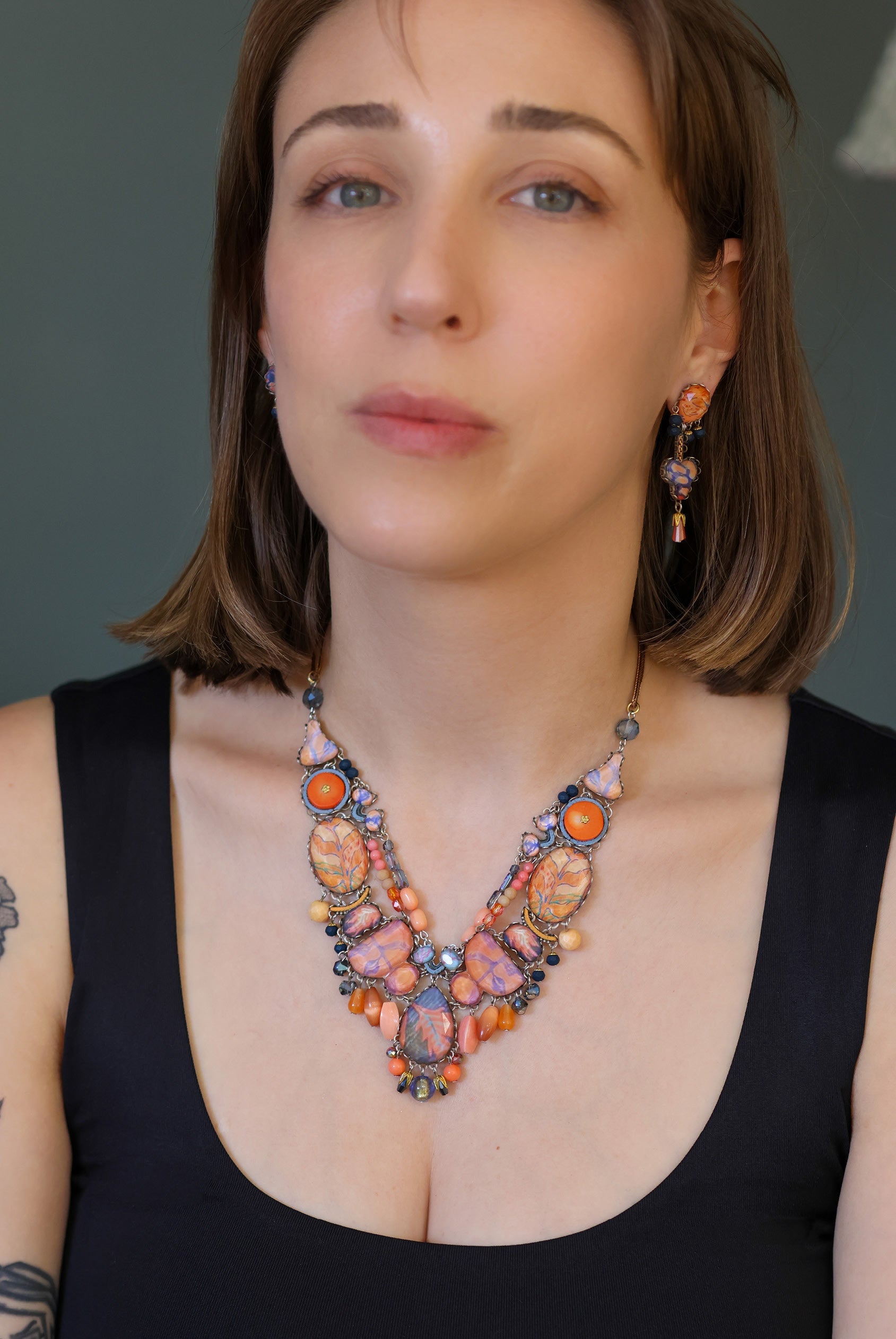 Ayala Bar Jewelry Ayala Bar Amber Bloom Set,Glass Necklace, Potiron