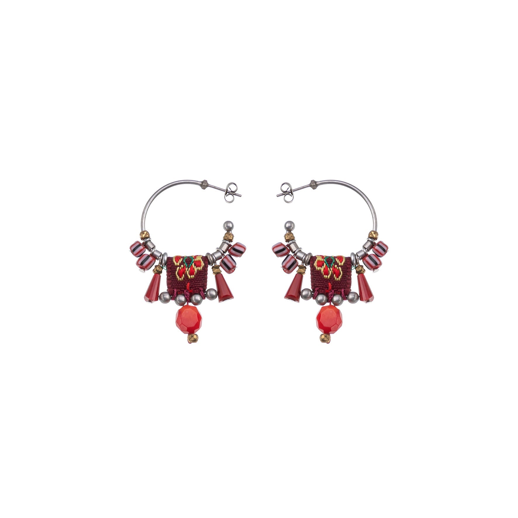 Ayala Bar Jewelry Ayala Bar Crimson Fire Set,Beaded Hoop Earring,Homa