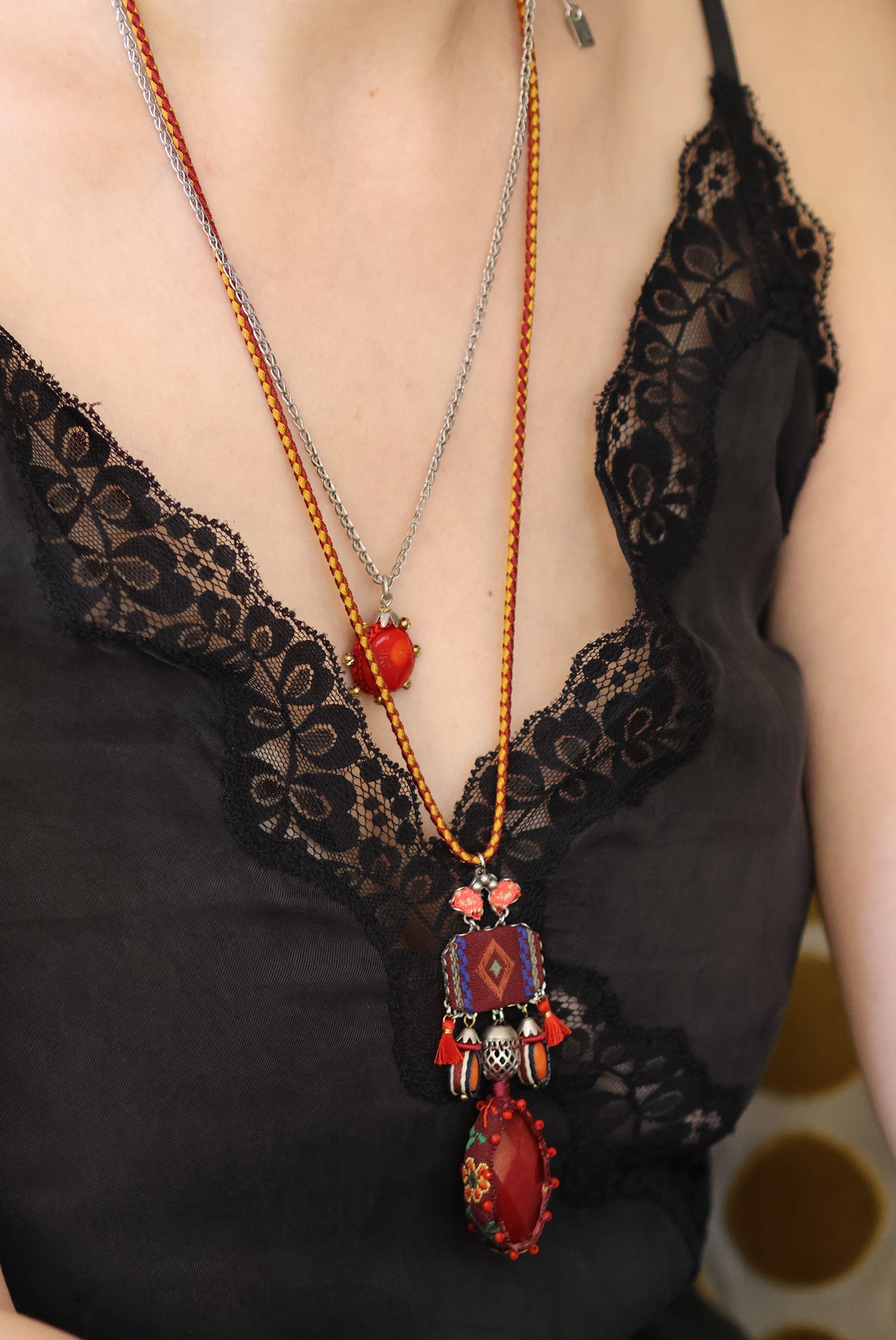 Ayala Bar Jewelry Ayala Bar Crimson Fire Set,Long Pendant Necklace,Brasier