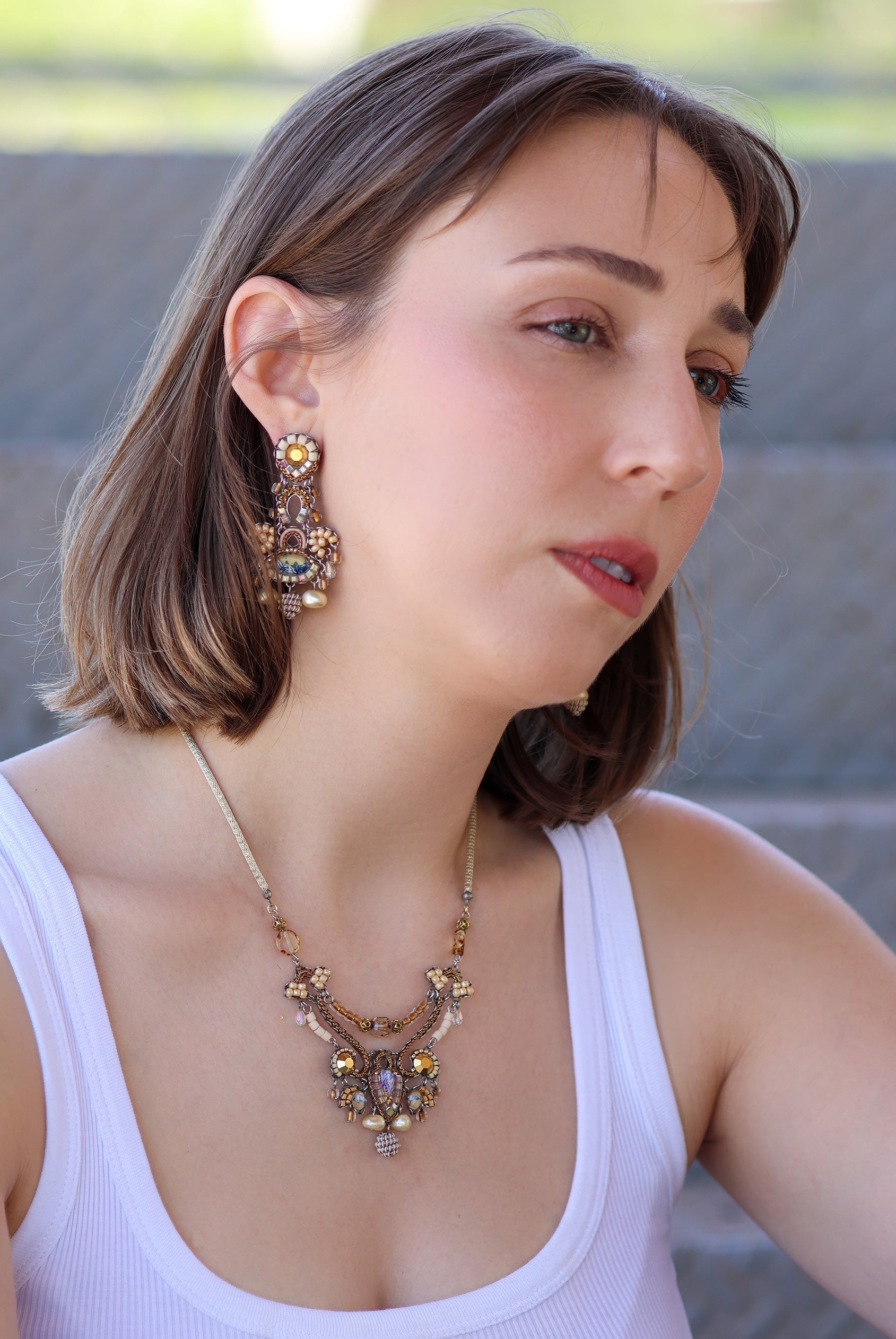 Ayala Bar Jewelry Ayala Bar Drops of Gold Set,Beaded Earring,Dolce