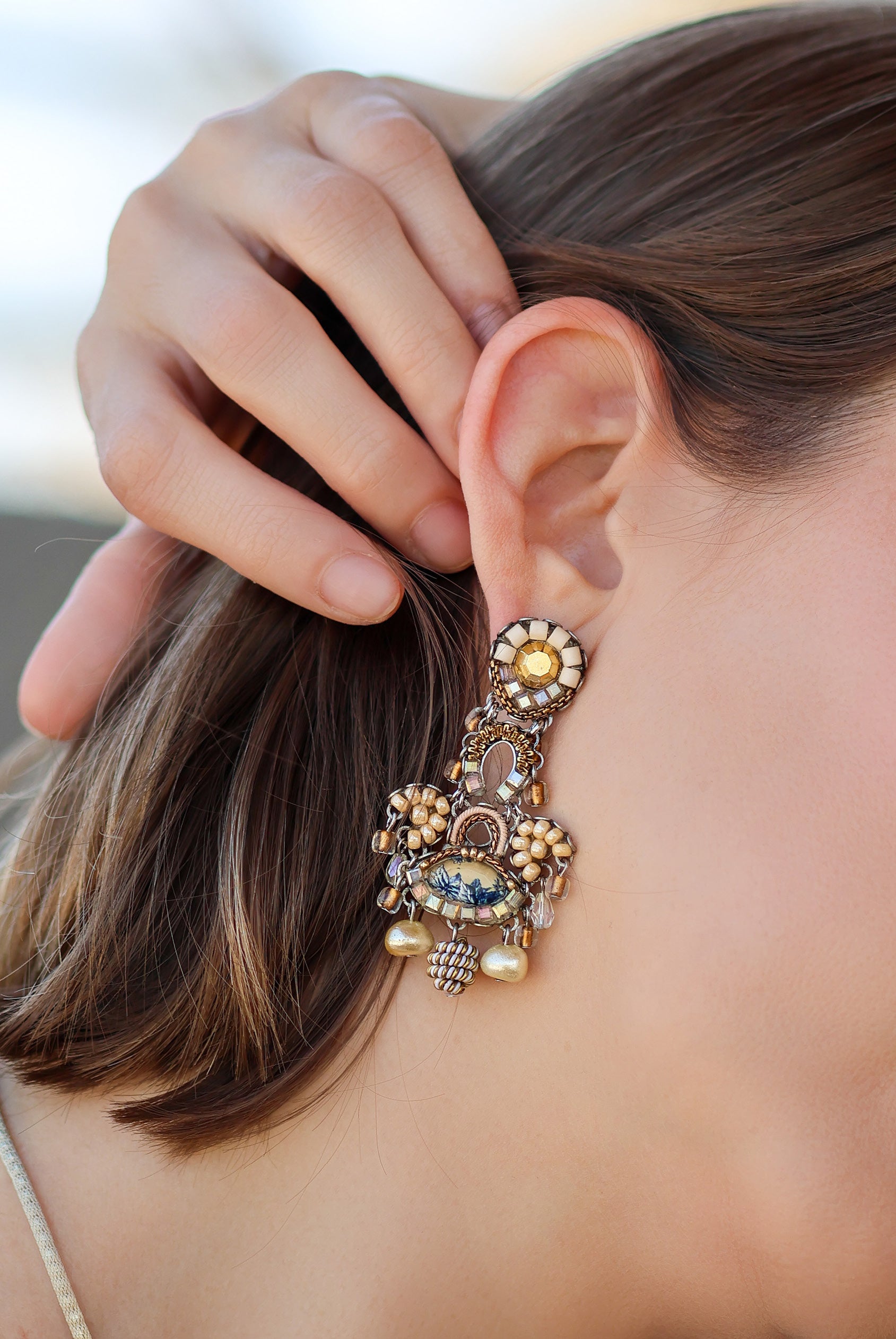 Ayala Bar Jewelry Ayala Bar Drops of Gold Set,Beaded Earring,Dolce