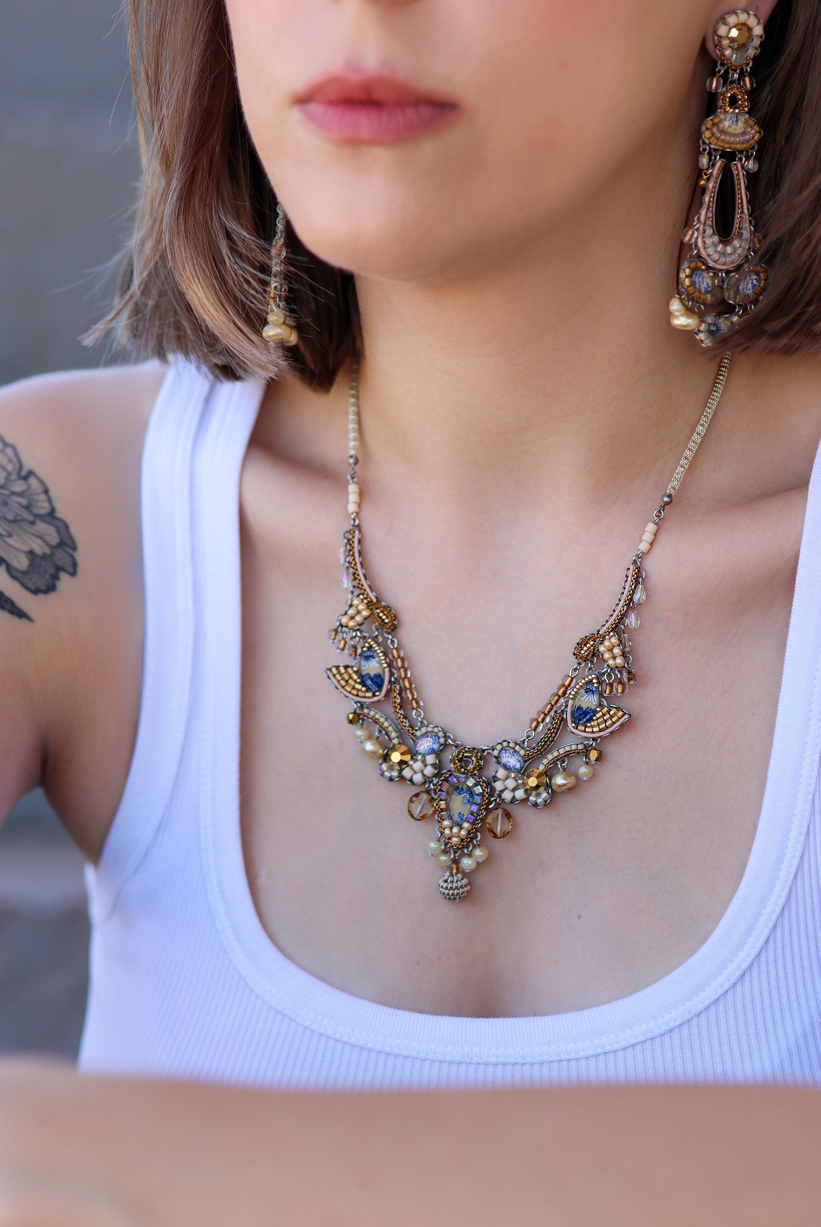 Ayala Bar Jewelry Ayala Bar Drops of Gold Set,Beaded   Necklace, Culma