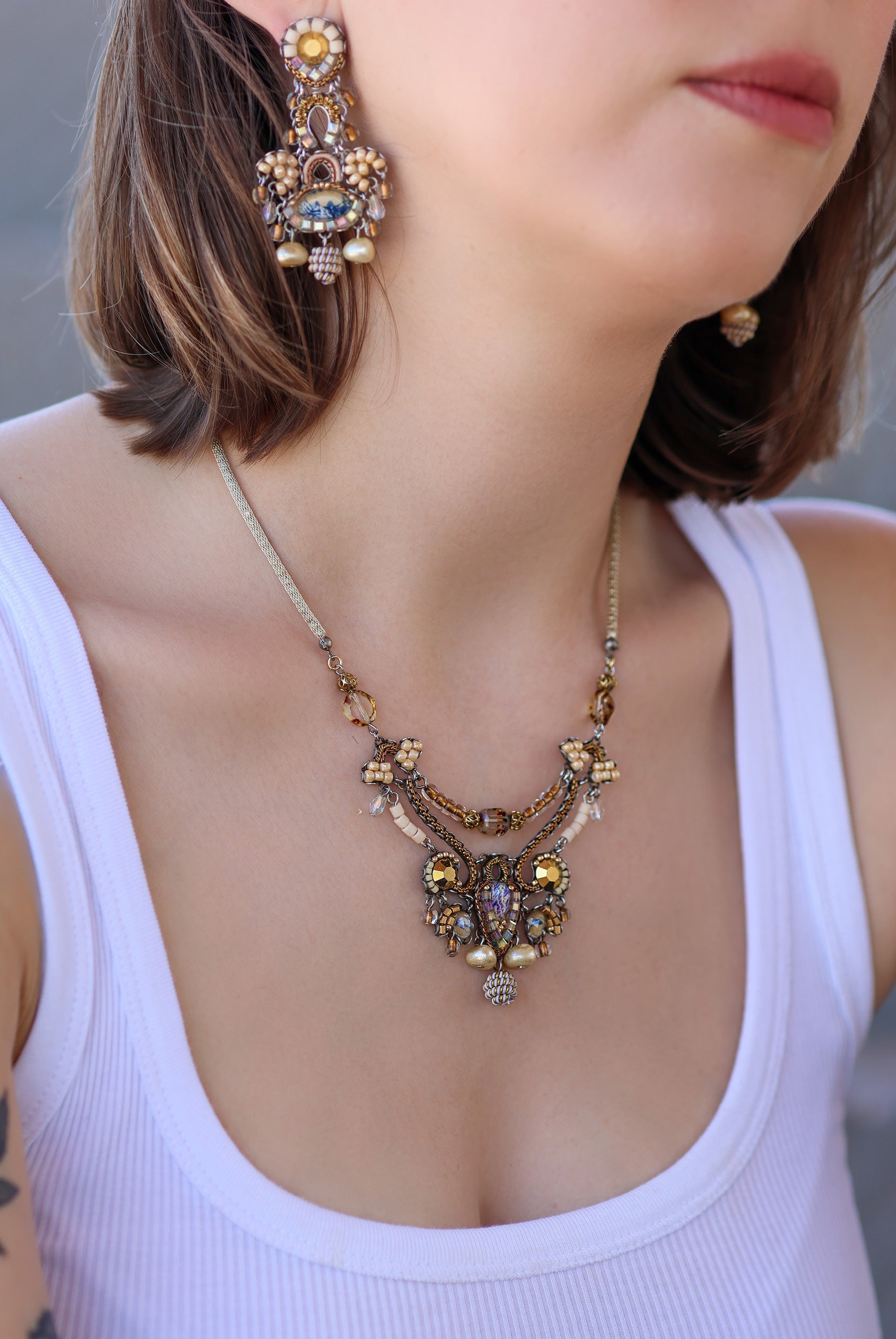 Ayala Bar Jewelry Ayala Bar Drops of Gold Set,Flowing Necklace, Paz