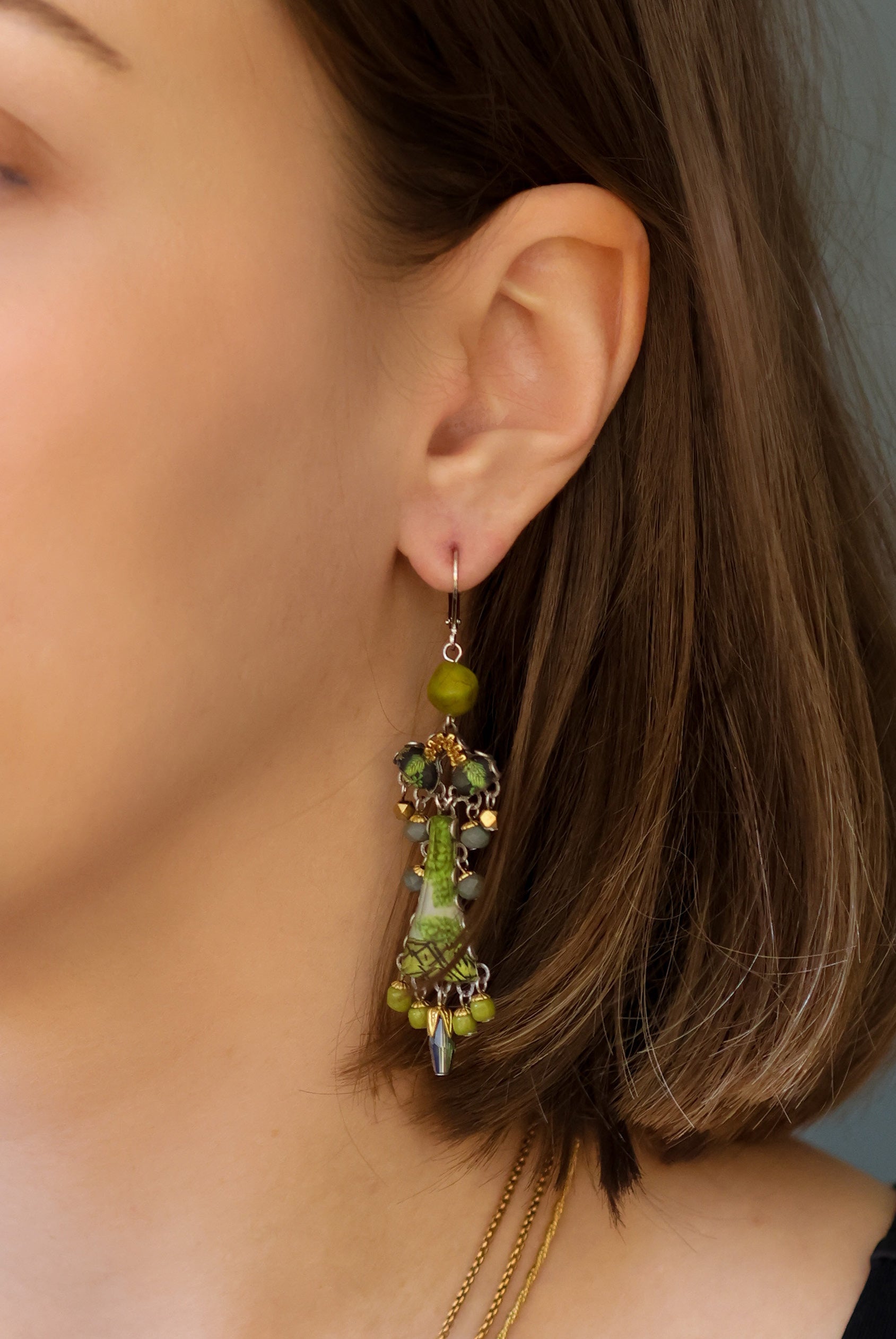 Ayala Bar Jewelry Ayala Bar Forest Reflection Set,Long  Dangle Earring, Kelp