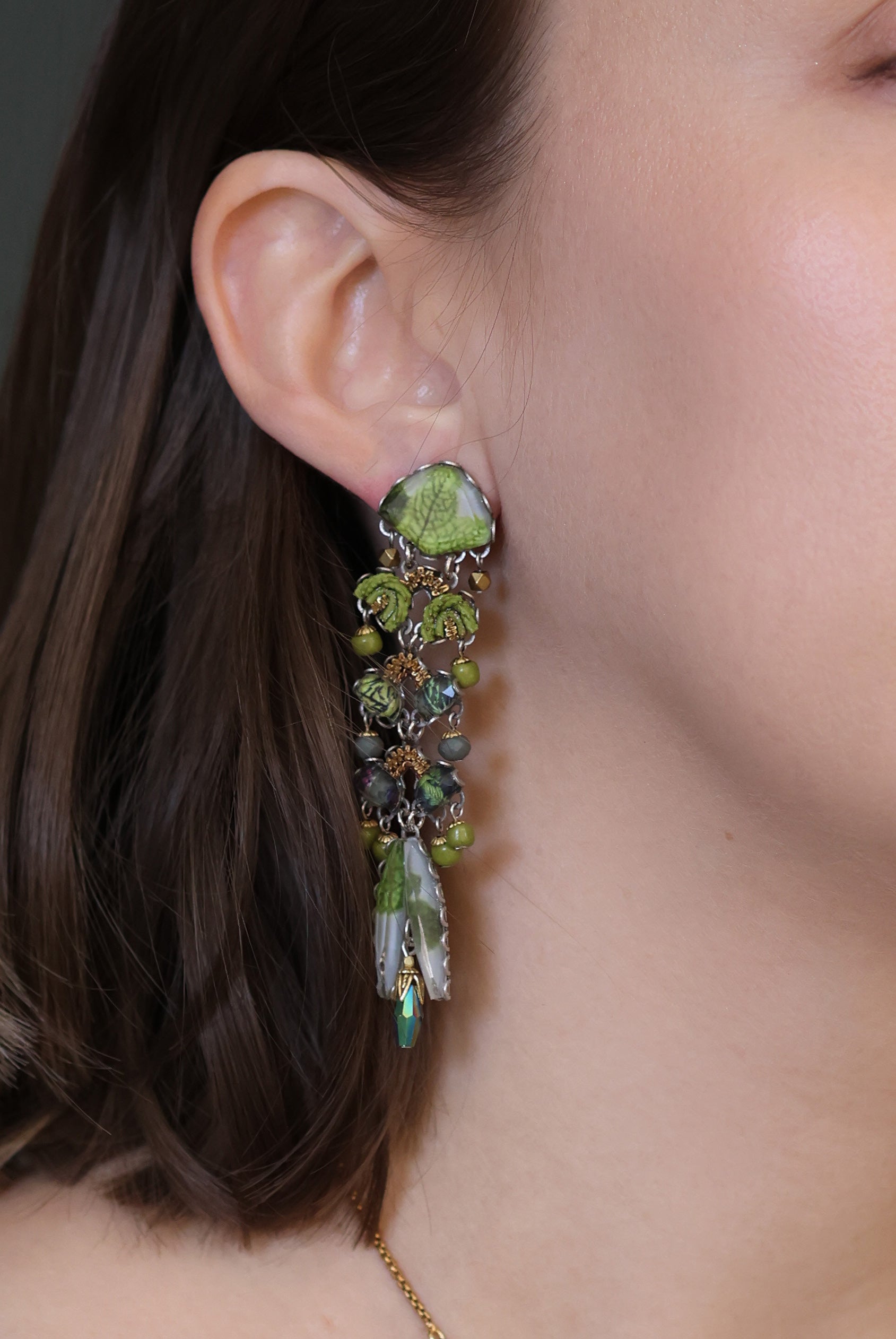 Ayala Bar Jewelry Ayala Bar Forest Reflection Set,Long Glass Earring, Nori