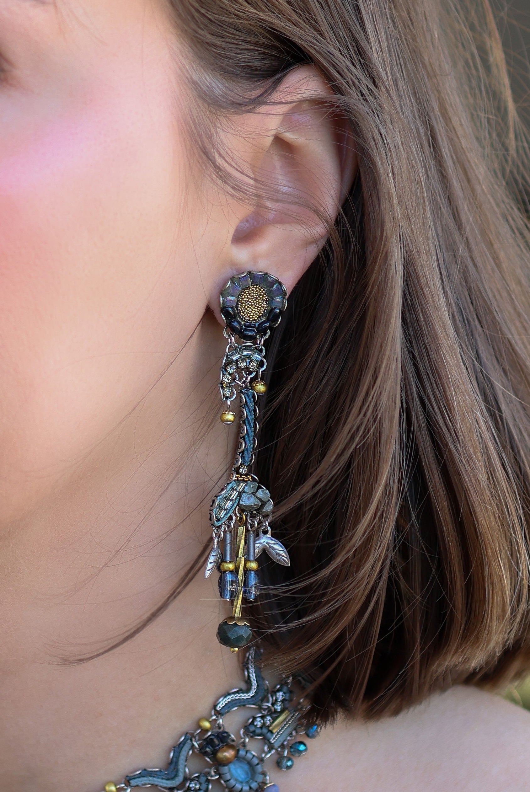 Ayala Bar Jewelry Ayala Bar Moonlight Shimmer Set,Long Earring, Negro