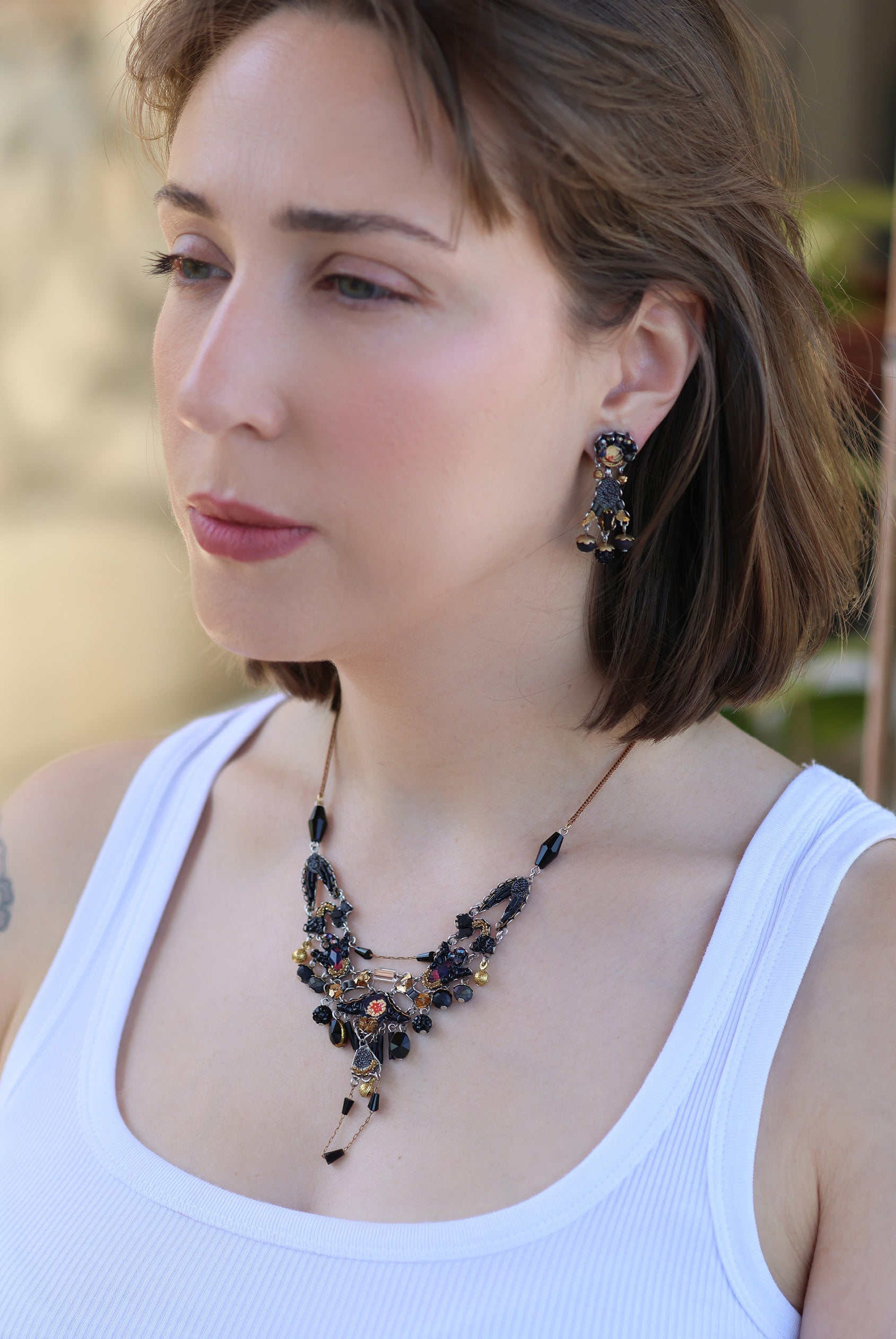 Ayala Bar Jewelry Ayala Bar Obsidian Night Set, Earring,Spitha